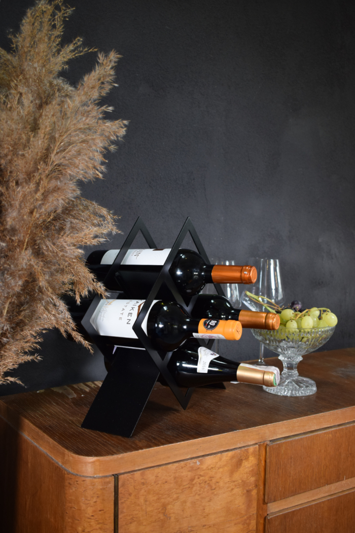 Metalowy stojak na wino Loft Nero