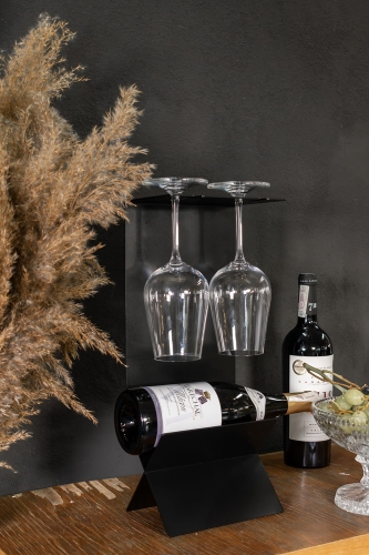 Metalowy stojak na wino na 2 kieliszki