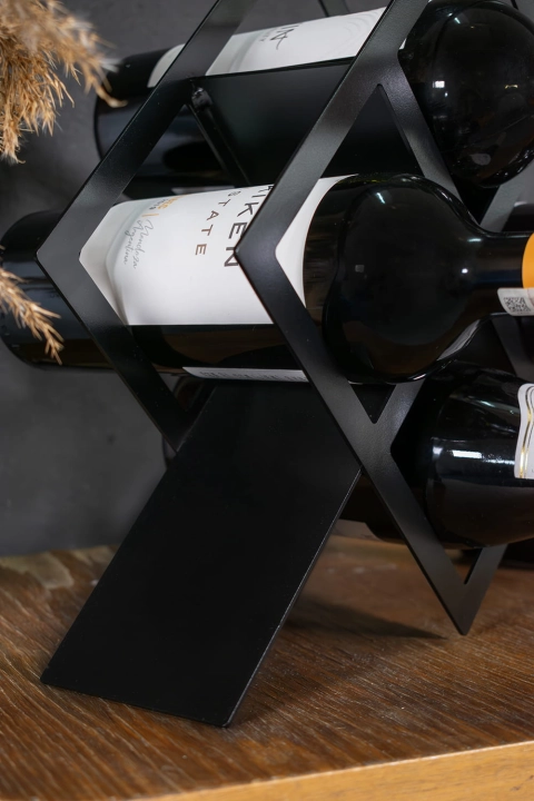 Metalowy stojak na wino Loft Nero