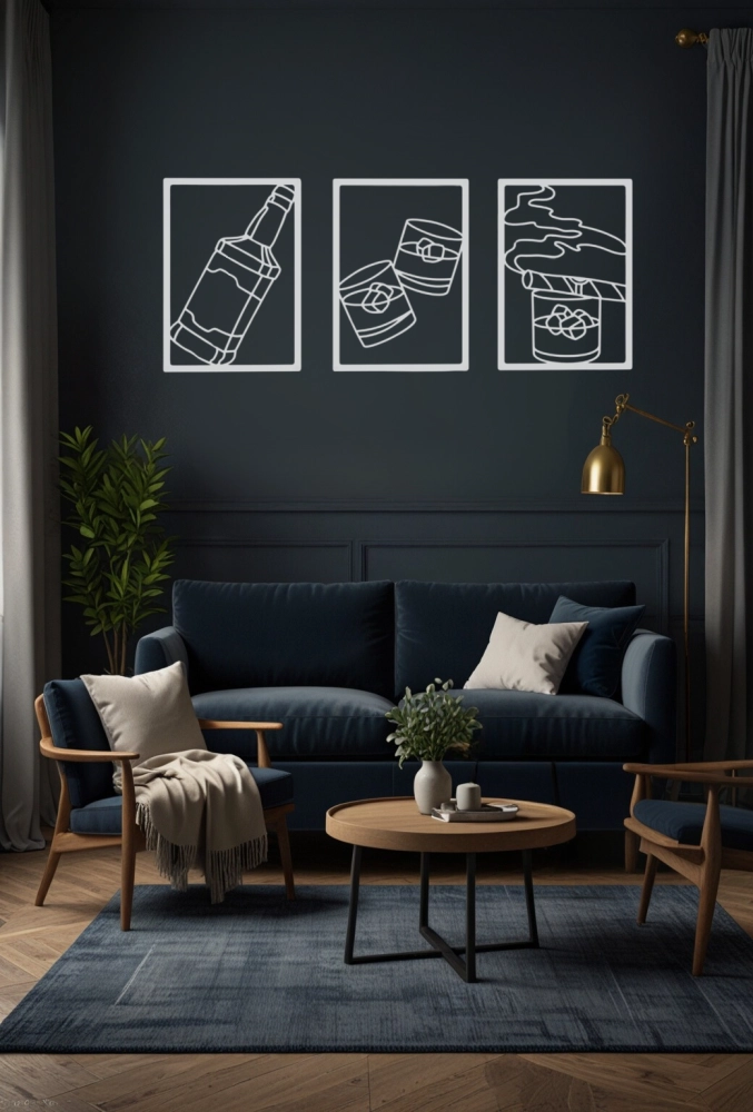 Zestaw obrazów metalowych Whisky
