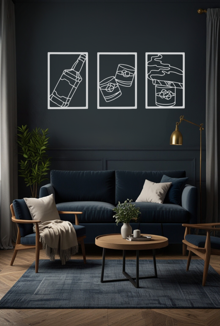 Zestaw obrazów metalowych Whisky