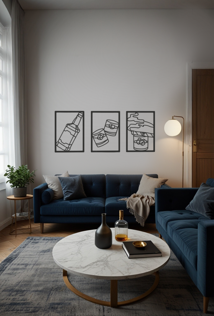 Zestaw obrazów metalowych Whisky