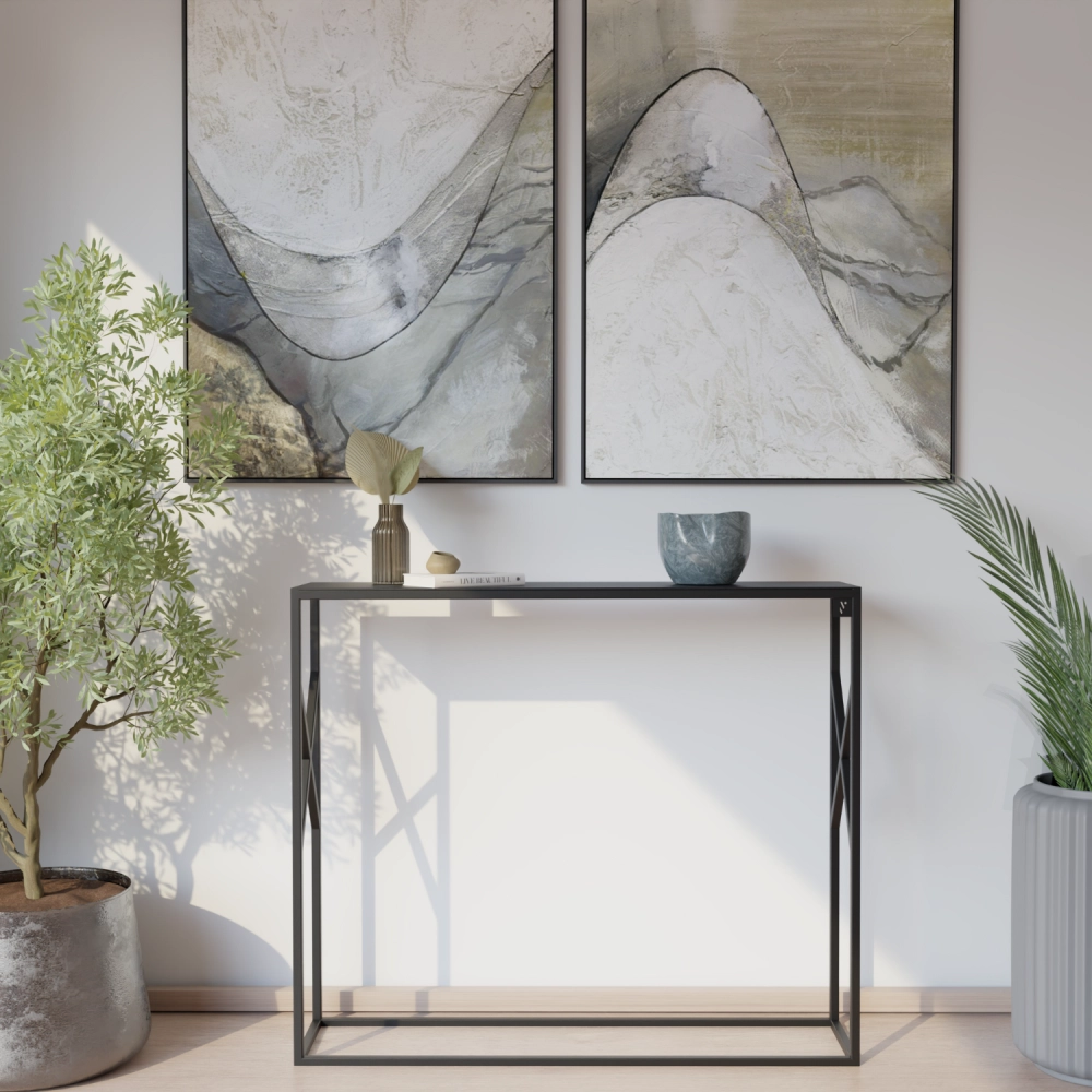 Metalowa konsola Recta w przedpokoju