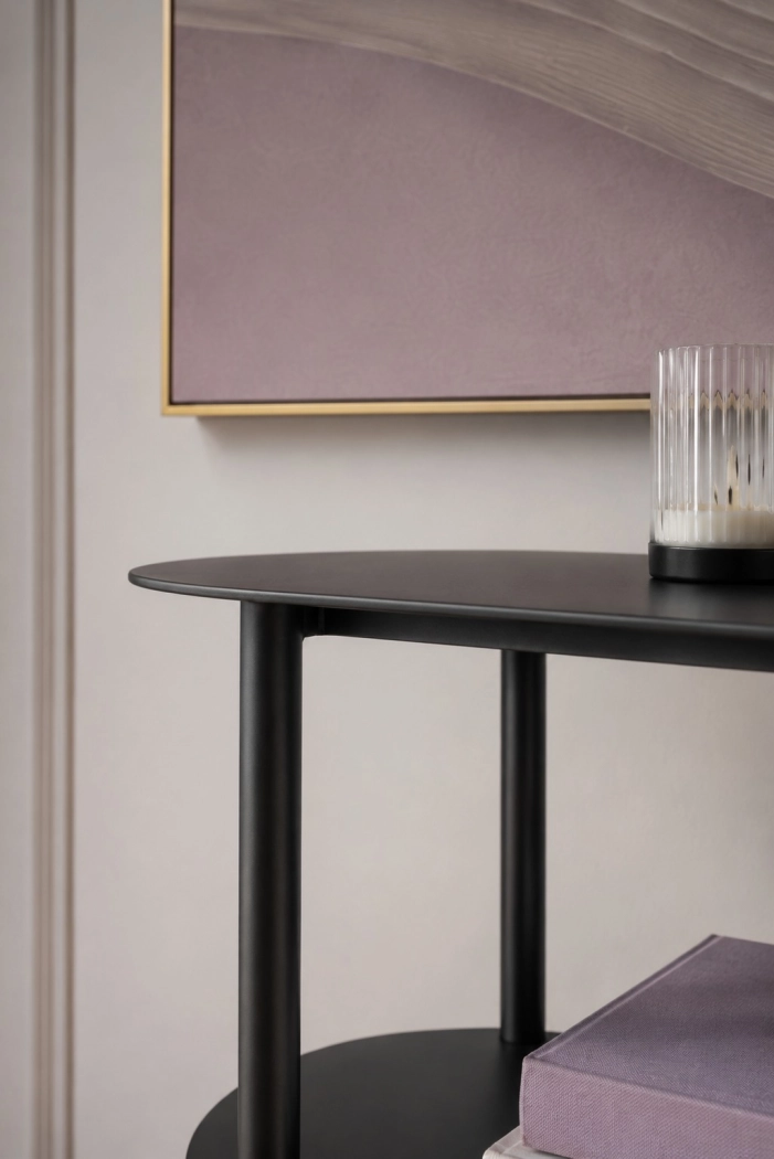 Konsola metalowa Luna na zwężanych nogach - elegancki stolik konsolowy